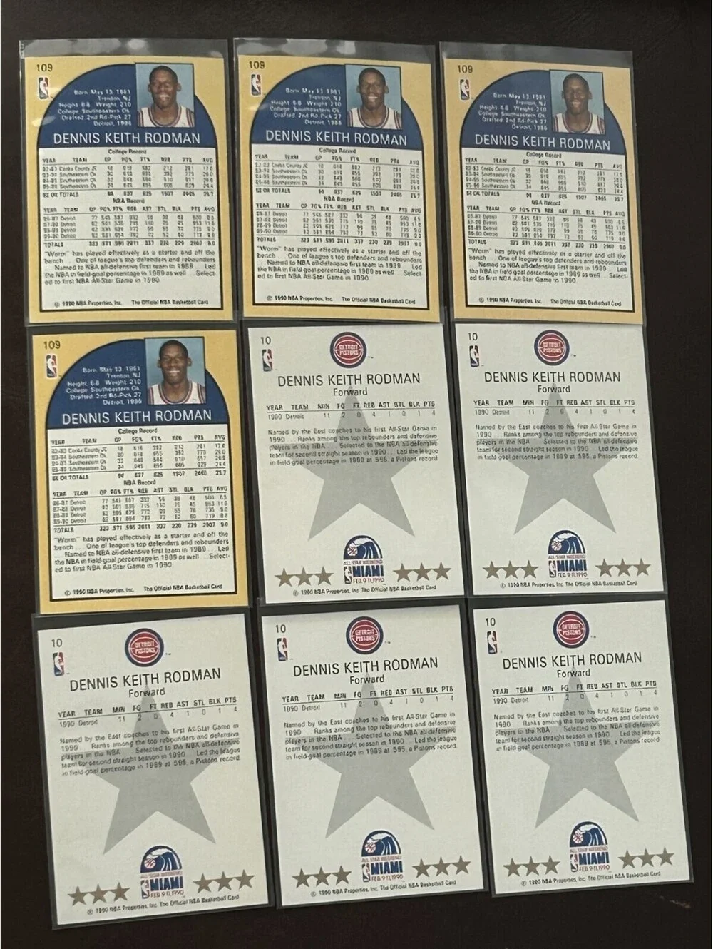 HOF DENNIS RODMAN COLLECTION 1989 & 1990 NBA HOOPS ALL STAR &SKYBOX LOT OF 21 NM